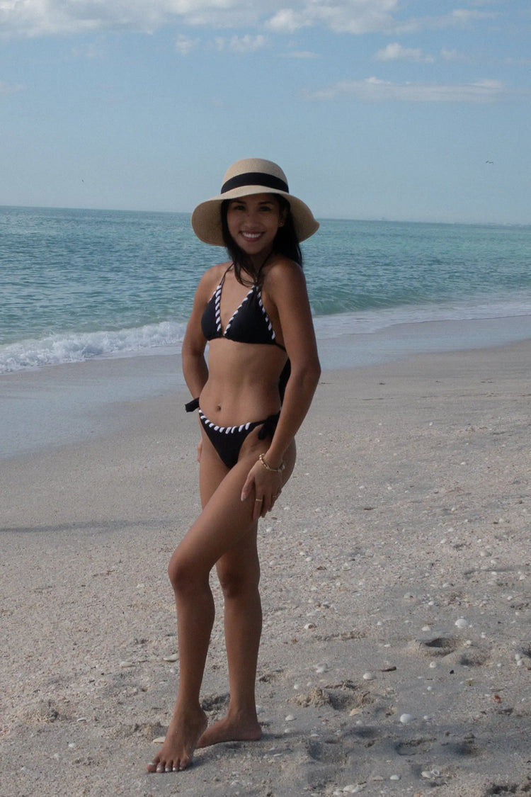 Serene Triangle Bikini Top with Hand-Embroidered Trim | Made in Brazil Beeluxxe