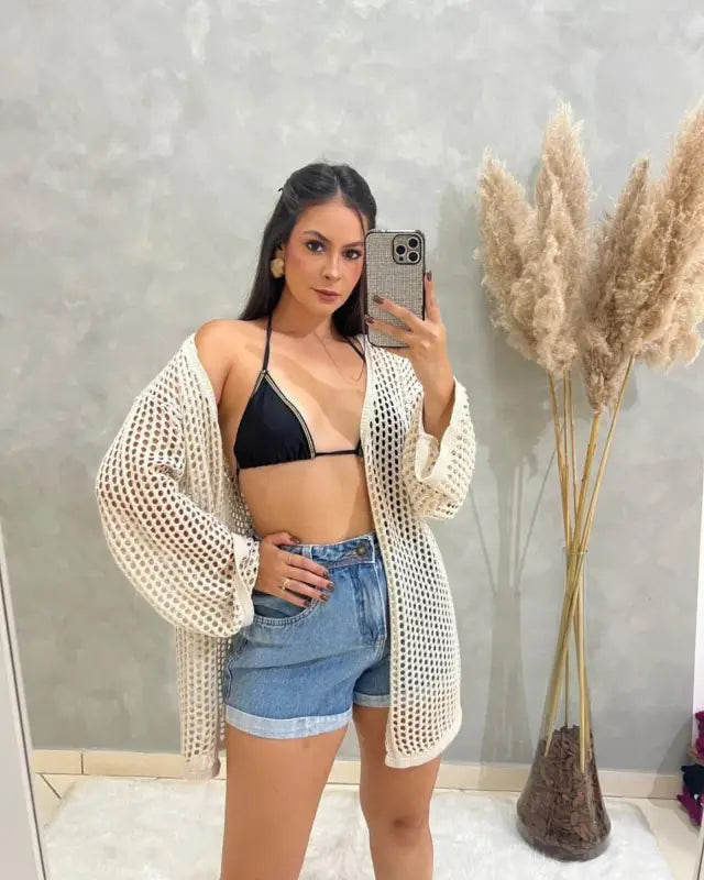 Beach Kimono - Beige / One size