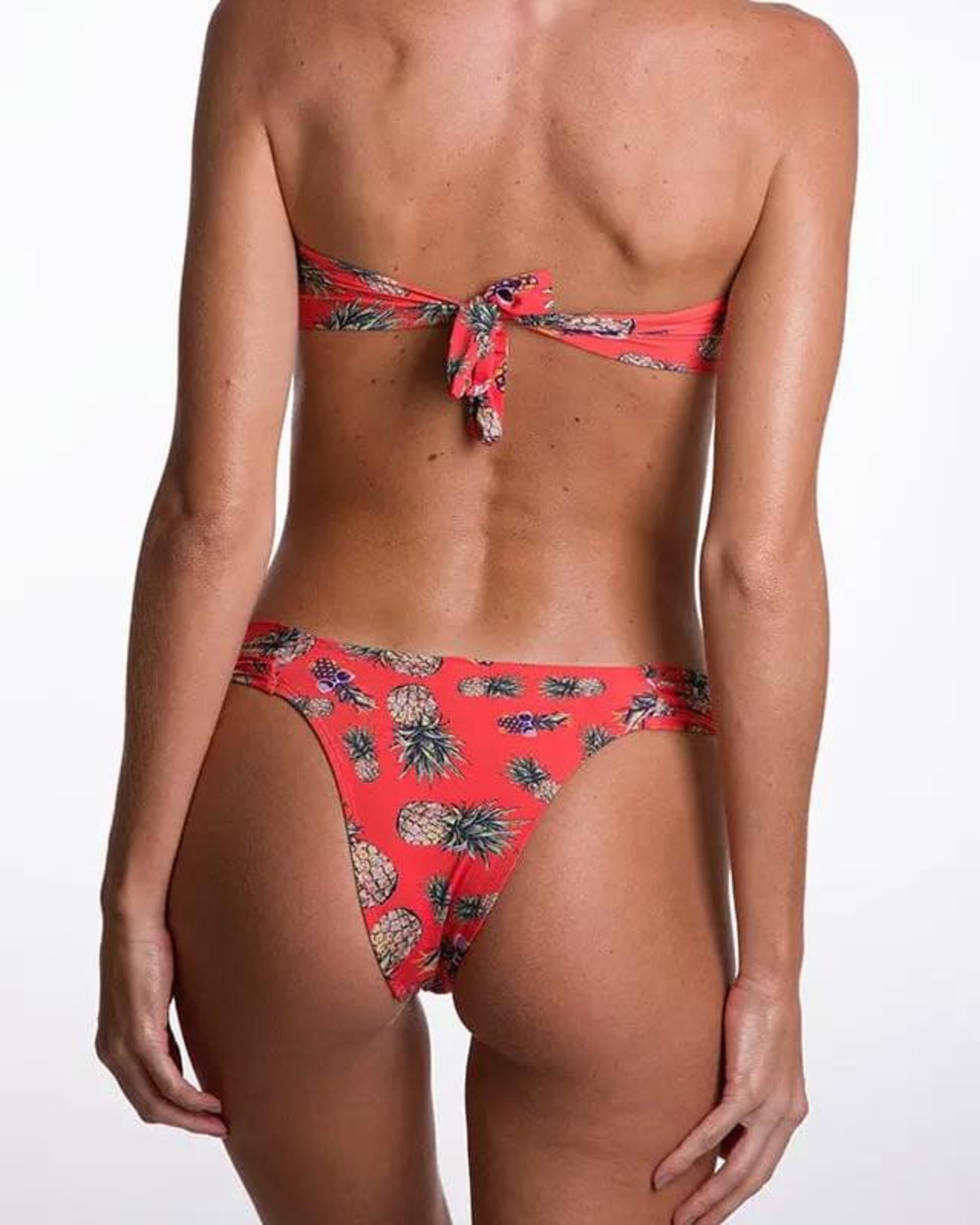 Ananas Twist Bandeau Bikini Set in pineapple print, back view | Beeluxxe