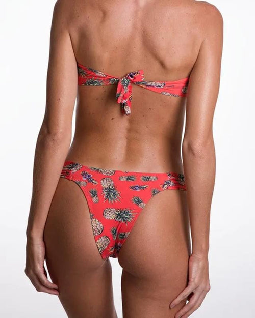 Ananas Twist Bandeau Bikini Bottom in pineapple print, back view | Beeluxxe