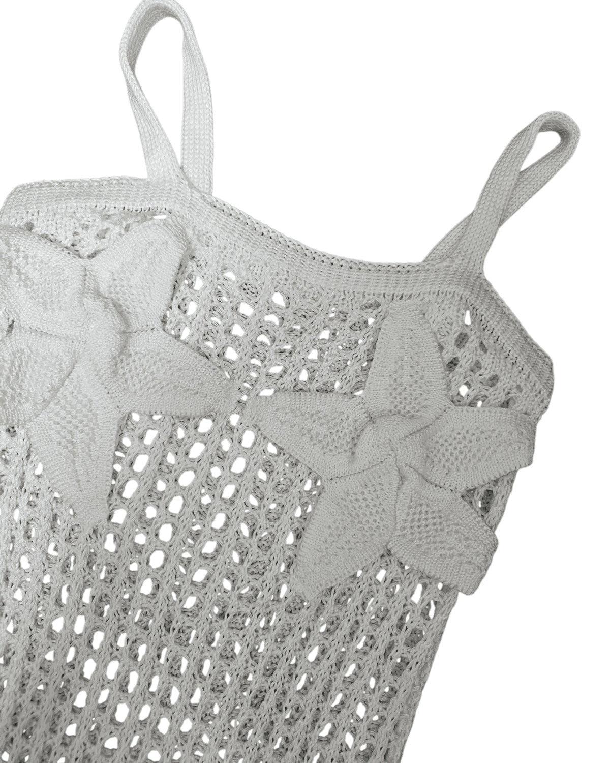 Beeluxxe "Flor de Sol" Cover-Up Dress in White crocheted knit, detail view