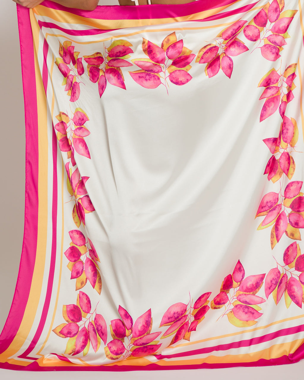 Beeluxxe Petalia Silk Cover-Up in floral print, worn as a tied sarong, back view