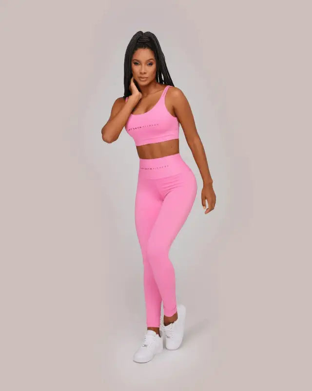 BEELUXXE SCULPTING LEGGINGS AND HIGH-SUPPORT SPORTS BRA SET - Medium / Pink dark - activewear