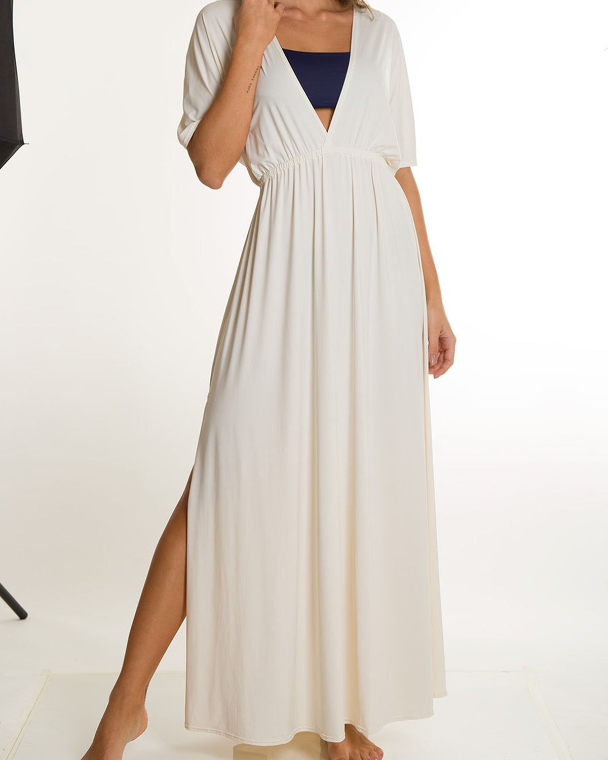 Beeluxxe Serena Resortwear Cover-Up Dress in white, front view
