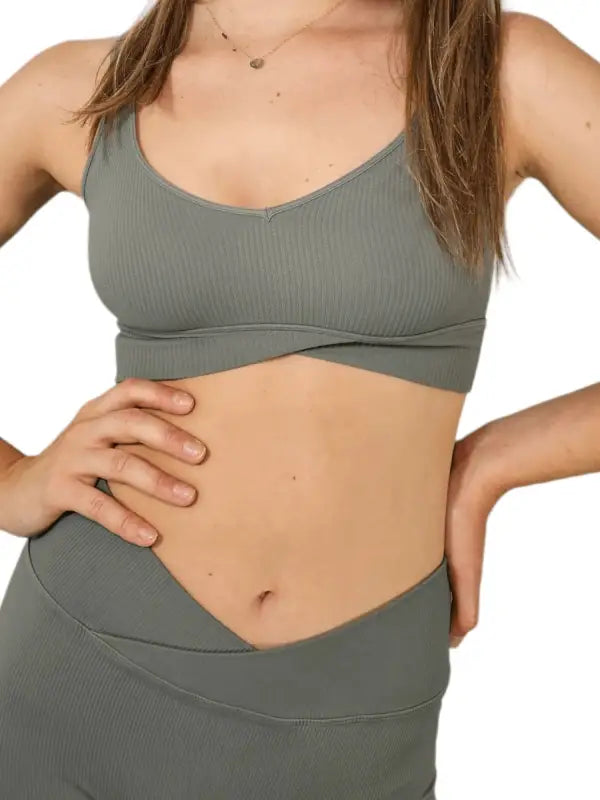 Crossover Waist Ribbed Knit - Beeluxxe