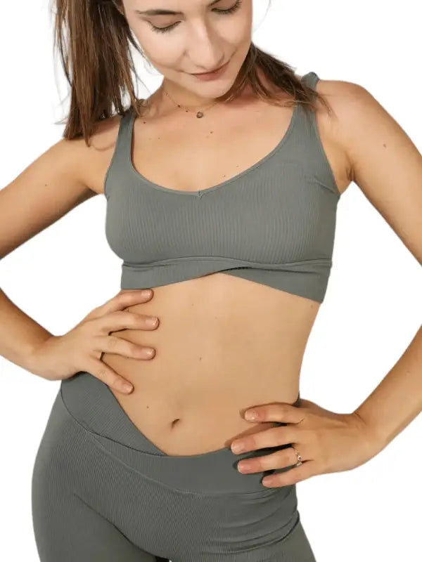 Crossover Waist Ribbed Knit - Beeluxxe