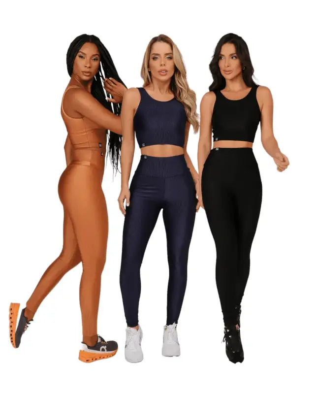 Gold Ribbed Activewear Set with Top and Leggings - Beeluxxe