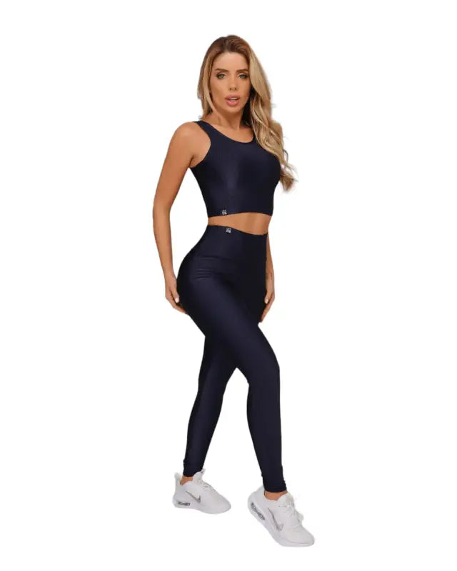 Gold Ribbed Activewear Set with Top and Leggings - Beeluxxe