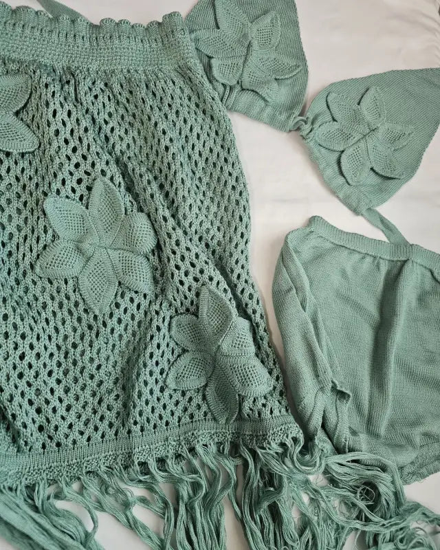 Hawaian Top and Skirt Set - One size / Green mint