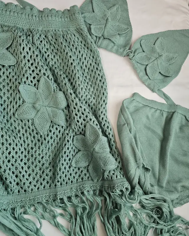 Hawaian Top and Skirt Set - One size / Green mint