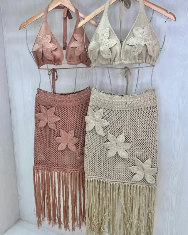 Hawaian Top and Skirt Set - One size / Green mint