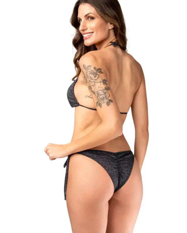 Luminous Shine Bikini Set – Shiny Lurex with Ripple Tie-Up Bottom