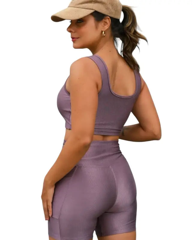 Ribbed Top and Shorts with pocket