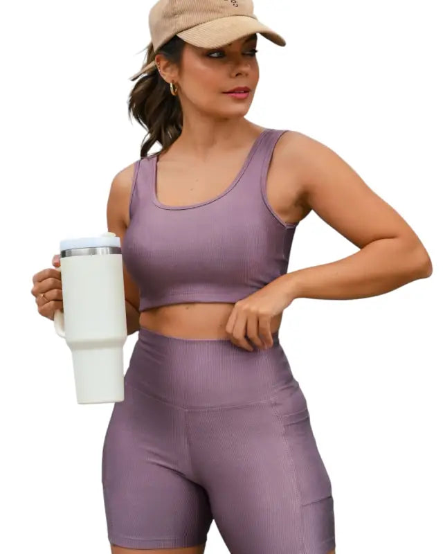 Ribbed Top and Shorts with pocket
