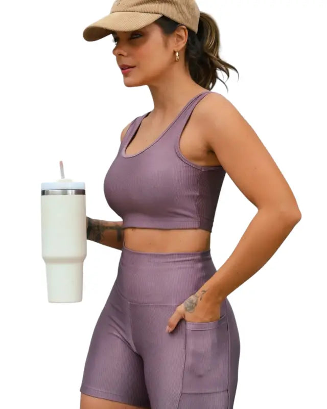 Ribbed Top and Shorts with pocket