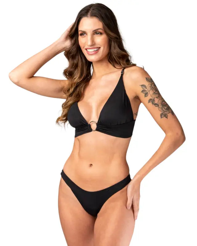 Shiny Asymmetrical Bikini Set – Draped Hip Top & Asa Delta Bottoms | UV Protection SPF50 +