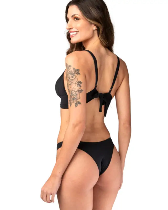 Shiny Asymmetrical Bikini Set – Draped Hip Top & Asa Delta Bottoms | UV Protection SPF50 +